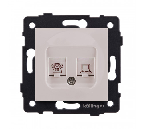 Розетка двойная RJ11 + RJ45 Cat.6 Kollinger REA-011CM, кашемир матовый