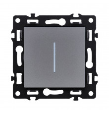 Выключатель 1-клавишный 10А/250В с LED подсветкой Kollinger Asthetik AS-007GY, серый