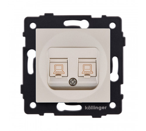 Розетка двойная Ethernet RJ45 Cat.6 Kollinger REA-019GD, золотой