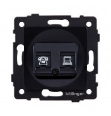 Розетка двойная RJ11 + RJ45 Cat.6 Kollinger REA-011BK, черный