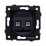 Розетка двойная Ethernet RJ45 Cat.5 Kollinger REA-015BK, черный