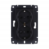 Розетка штепсельная SCHUKO двойная 16A/250 В Kollinger REA-032BM, черный матовый