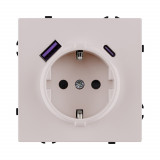 Розетка штепсельная SCHUKO 16A/250 В с USB A+C 20W Kollinger Eclipse EC-016CM, кашемир матовый