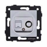 Розетка двойная спутниковая SAT + RJ45 Cat.6 Kollinger REA-022GY, серый