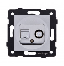 Розетка двойная спутниковая SAT + RJ45 Cat.6 Kollinger REA-022GY, серый