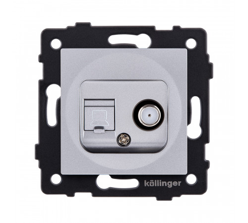Розетка двойная спутниковая SAT + RJ45 Cat.6 Kollinger REA-022GY, серый