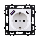 Розетка штепсельная SCHUKO 16A/250 В с USB A+C 20W Kollinger Asthetik AS-016WH, белый