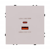 Розетка USB A+C 65W Kollinger Eclipse EC-024CM, кашемир матовый