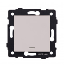 Выключатель 1-клавишный проходной 10А/250В с LED подсветкой Kollinger REA-S-004CM, кашемир матовый