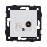 Розетка двойная TV (мама) + RJ45 Cat.6 Kollinger REA-021WM, белый матовый