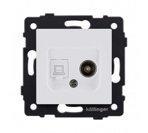 Розетка двойная TV (мама) + RJ45 Cat.6 Kollinger REA-021WM, белый матовый