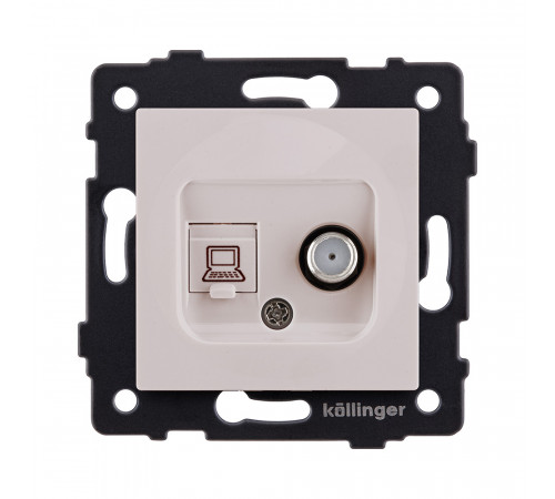 Розетка двойная спутниковая SAT + RJ45 Cat.6 Kollinger REA-014CM, кашемир матовый