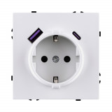 Розетка штепсельная SCHUKO 16A/250 В с USB A+C 20W Kollinger Eclipse EC-016WG, белый глянцевый