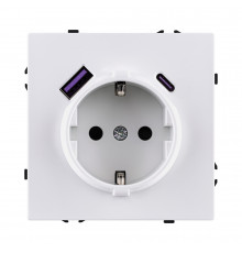 Розетка штепсельная SCHUKO 16A/250 В с USB A+C 20W Kollinger Eclipse EC-016WG, белый глянцевый