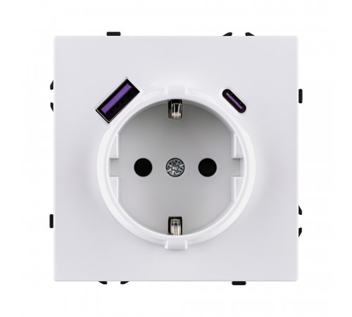Розетка штепсельная SCHUKO 16A/250 В с USB A+C 20W Kollinger Eclipse EC-016WG, белый глянцевый