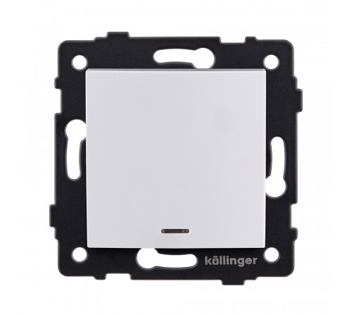 Выключатель 1-клавишный перекрестный 10А/250В с LED подсветкой, изогнутый Kollinger REA-R-015WH, белый