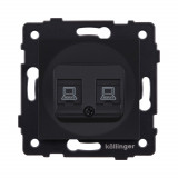 Розетка двойная Ethernet RJ45 Cat.6 Kollinger REA-019BM, черный матовый