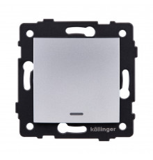 Выключатель 1-клавишный 10А/250В с LED подсветкой, изогнутый Kollinger REA-R-002GY, серый
