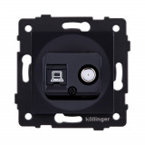 Розетка двойная спутниковая SAT + RJ45 Cat.6 Kollinger REA-014BK, черный