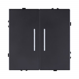 Выключатель 2-клавишный проходной 10А/250В с LED подсветкой Kollinger Eclipse EC-011BK, черный матовый