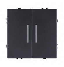 Выключатель 2-клавишный проходной 10А/250В с LED подсветкой Kollinger Eclipse EC-011BK, черный матовый
