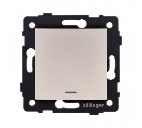 Выключатель 1-клавишный 10А/250В с LED подсветкой, изогнутый Kollinger REA-R-002GD, золотой
