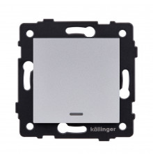 Выключатель кнопочный 1-клавишный 10А/250В с LED подсветкой Kollinger REA-S-013GY, серый