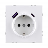 Розетка штепсельная SCHUKO 16A/250 В с USB A+C 20W Kollinger Eclipse EC-016WH, белый матовый