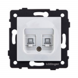 Розетка двойная Ethernet RJ45 Cat.6 Kollinger REA-019WH, белый