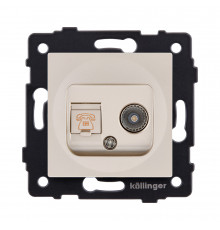 Розетка двойная TV (мама) + телефонная розетка RJ11 Kollinger REA-013GD, золотой
