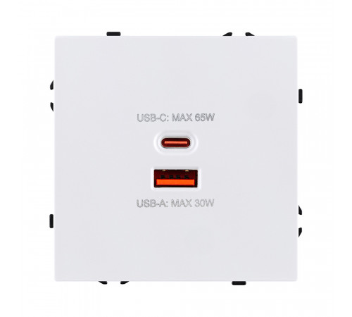 Розетка USB A+C 65W Kollinger Eclipse EC-024WH, белый матовый