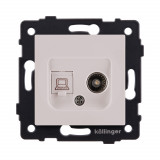 Розетка двойная TV (мама) + RJ45 Cat.6 Kollinger REA-021CM, кашемир матовый