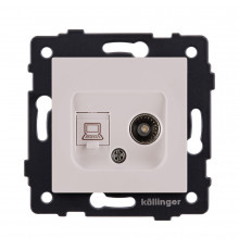 Розетка двойная TV (мама) + RJ45 Cat.6 Kollinger REA-021CM, кашемир матовый
