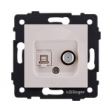 Розетка двойная спутниковая SAT + RJ45 Cat.6 Kollinger REA-022CM, кашемир матовый