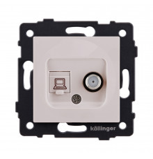 Розетка двойная спутниковая SAT + RJ45 Cat.6 Kollinger REA-022CM, кашемир матовый