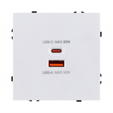 Розетка USB A+C 65W Kollinger Eclipse EC-024WG, белый глянцевый