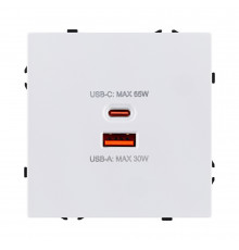 Розетка USB A+C 65W Kollinger Eclipse EC-024WG, белый глянцевый