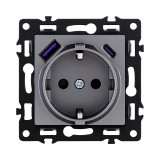 Розетка штепсельная SCHUKO 16A/250 В с USB A+C 20W Kollinger Asthetik AS-016GY, серый