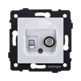 Розетка двойная спутниковая SAT + RJ45 Cat.6 Kollinger REA-014WH, белый
