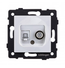 Розетка двойная спутниковая SAT + RJ45 Cat.6 Kollinger REA-014WH, белый