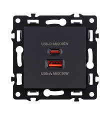 Розетка USB A+C 65W Kollinger Asthetik AS-024BK, черный