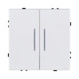 Выключатель 2-клавишный проходной 10А/250В с LED подсветкой Kollinger Eclipse EC-011WG, белый глянцевый