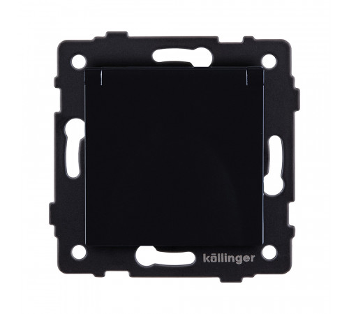 Розетка штепсельная SCHUKO 16A/250 В с крышкой Kollinger REA-006BK, черный