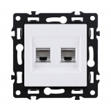 Розетка двойная Ethernet RJ45 Cat.6 Kollinger Asthetik AS-018WH, белый