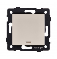 Выключатель 1-клавишный 10А/250В с LED подсветкой Kollinger REA-S-002GD, золотой