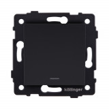 Выключатель кнопочный 1-клавишный 10А/250В с LED подсветкой Kollinger REA-S-013BM, черный матовый