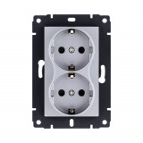 Розетка штепсельная SCHUKO двойная 16A/250 В Kollinger REA-032GY, серый