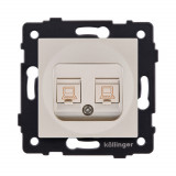 Розетка двойная Ethernet RJ45 Cat.5 Kollinger REA-015GD, золотой
