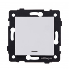 Выключатель 1-клавишный 10А/250В с LED подсветкой Kollinger REA-S-002WH, белый
