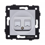 Розетка двойная RJ11 + RJ45 Cat.6 Kollinger REA-011GY, серый